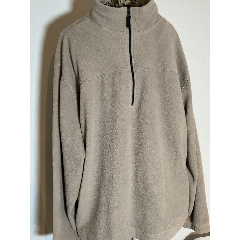 Saddlebred Mens XL Tan Beige Fleece Quarter Zip Pullover‎ Sweater Mock Neck L/S